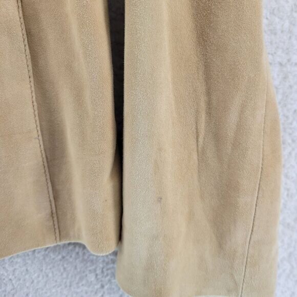 Eileen Fisher Jacket Size Small Goat Suede Camel Tan Lightweight Open Front - Picture 9 of 9
